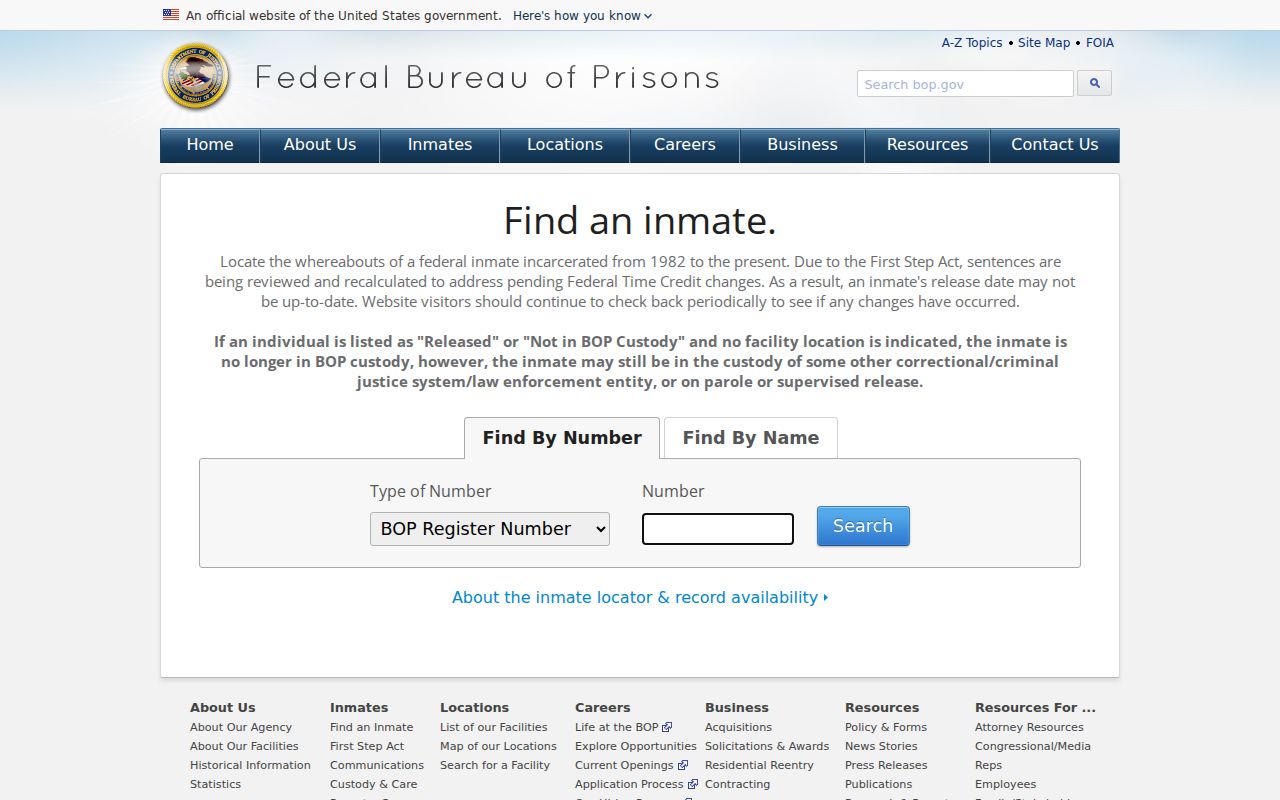 Federal inmate locator for custody following a Warren County arrest inquiry
