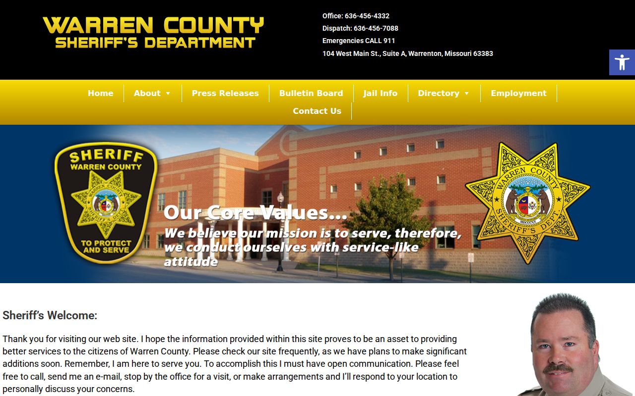 Warren County Sheriff official contact for arrest history records