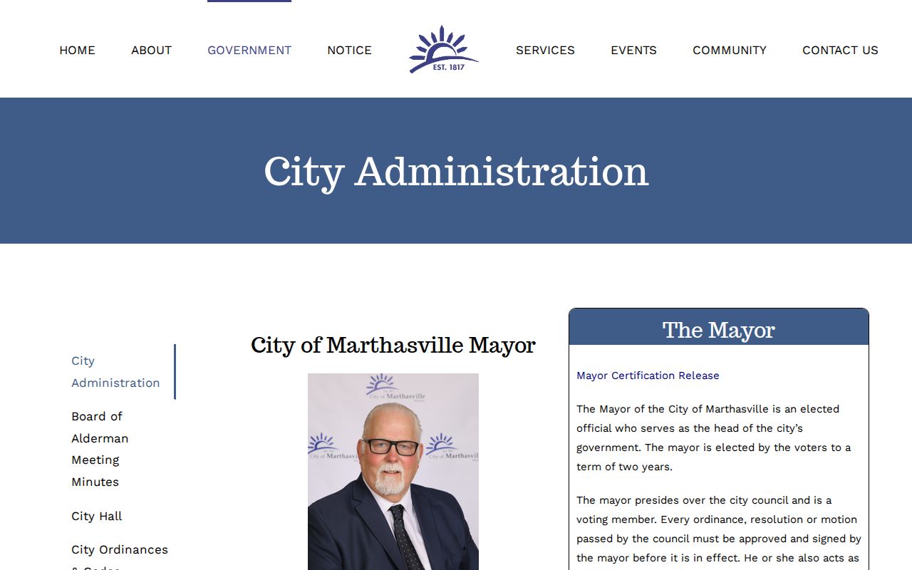 Marthasville City Hall criminal history records contact