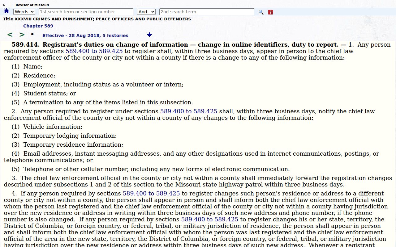 Missouri tier law for a Warren County sex offender check